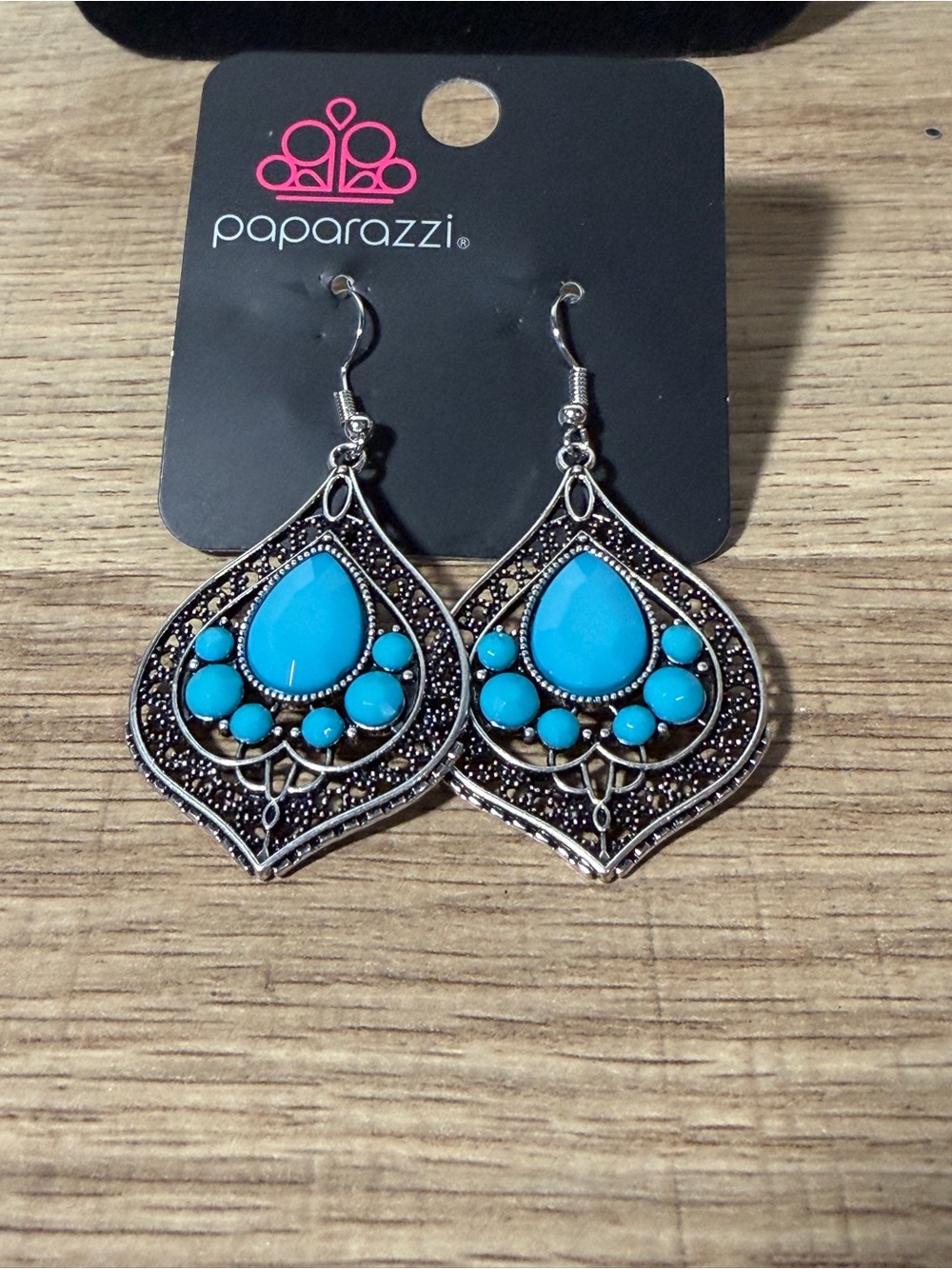 paparazzi Turquoise Teardrop Filigree Dangle Earrings